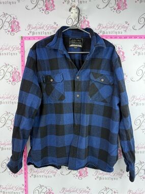 Jachs NY button up shirt cotton Blue & Black Buffalo Plaid Flannel Shirt